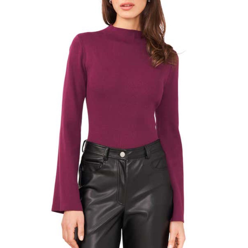 Halogen® Funnel Neck Cotton Blend Sweater